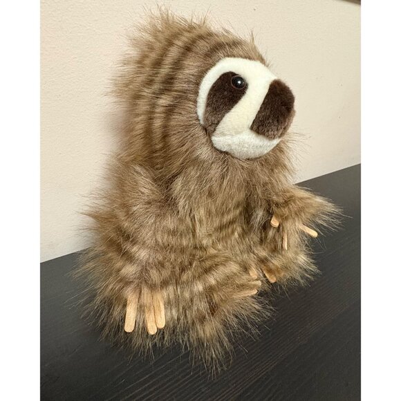 Aurora World Brown & White Plush Sloth Stuffed Animal 2018 Furry Hair - Picture 2 of 11